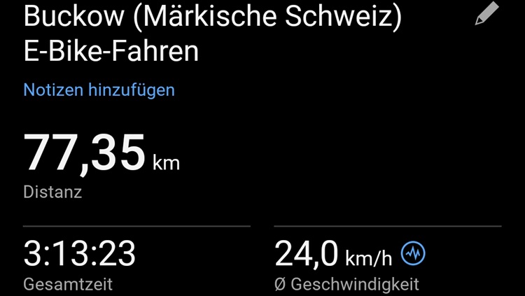 Garmin-Ergebnis des Lankeleisi MG 600 Lite Reichweitentests mit 77,35 km